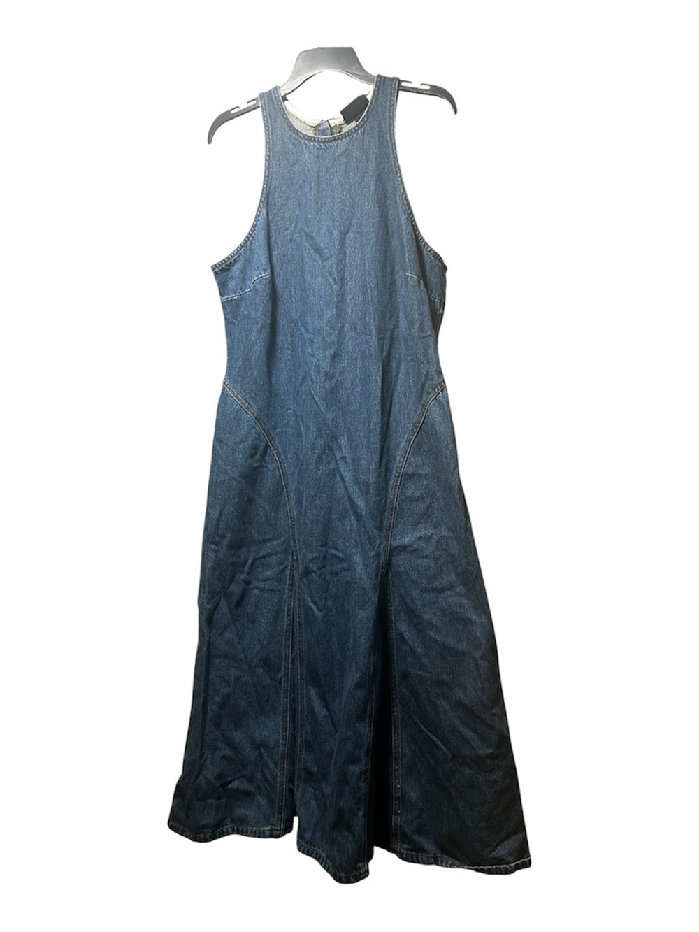 Future Collective Dark Blue Denim Maxi Dress - Sleeveless A-Line